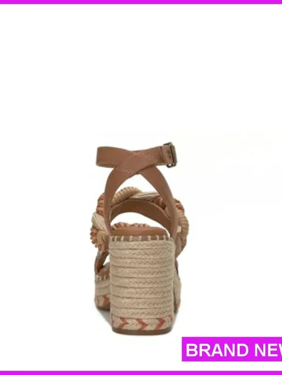 Braided Platform Sandals Ankle Strap Buckle Chic Casual Elegant Wedge Heels - Picture 3 of 4